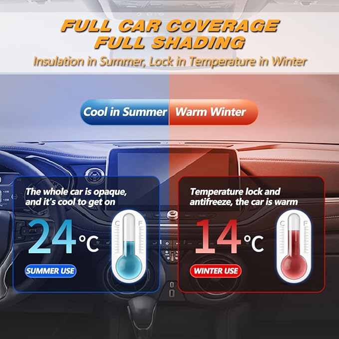 AUQDD 6-Layers PEVA New Material Sedan SUV Full Padded Car Cover Waterproof All Weather Weatherproof UV Sun Protection Snow Dust Storm Resistant Outdoor Exterior Custom Form-Fit Straps 188"-200" Black