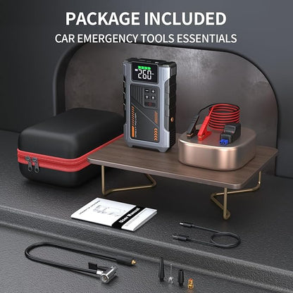 Portable Jump Starter with Air Compressor 4000A Peak with 150PSI Tire Inflator, Jump Box for 12V Car Battery Power Booster Pack (Up 8.0L Gas/6.5L Diesel Engine)