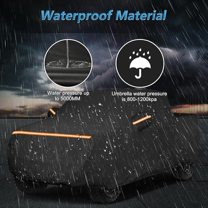 Waterproof Car Covers for Toyota Tacoma Double Cab-6ft Bed 2016-2025, Waterproof 420D Oxford Cloth Cover Outdoor Full Car Covers with Zipper Windproof Heavy Duty All Weather