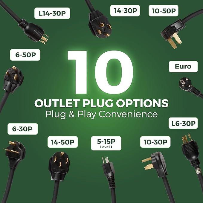 PRIMECOM Level 2 EV Charger 220/240V, 16A, 30ft & 50ft, Portable EVSE Electric Vehicle Charging Cable Compatible with Bolt Volt Leaf BMW i3 Fiat 500e Clarity NIRO Prius (14-50P, 30 Feet)