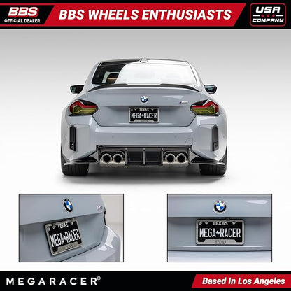 BBS Official Brushed Chrome Stainless Steel License Plate Frame – Made in USA – Premium Rustproof Powder-Coated Metal Car Accessory – Universal Fit – 1 Pack