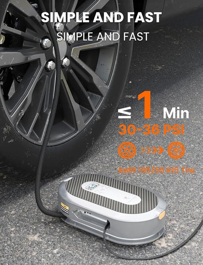 Giraffe Tools Tire Inflator Portable Air Compressor, 150 PSI 12V Car Air Pump with Digital Pressure Gauge, 13ft Cord Retraction Auto Tire Pump with Emergency LED Light for Bicycle, Motorcycle, Ball