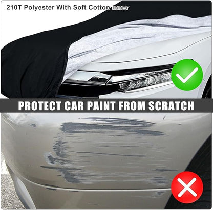 Waterproof Car Cover Compatible with Toyota Venza 2009-2024, Black 210T Inside Cotton Cover with Door Zippers for Snow Rain Dust Outdoor Protection