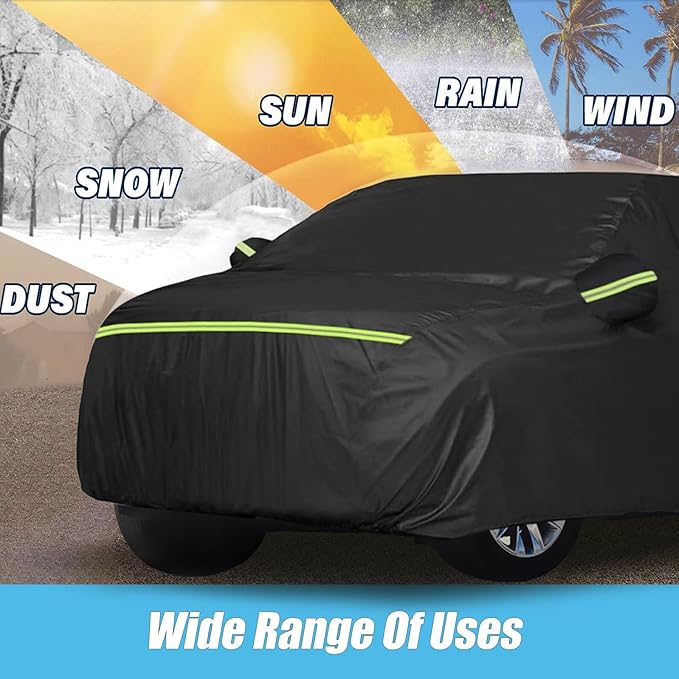 Waterproof Car Covers for Hummer H2 SUV 2002-2009 (Black) 210T Custom 6 Layers Heavy Duty Waterproof All Weather Protection Outdoor
