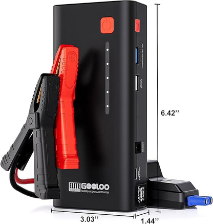 GOOLOO Jump Starter 3000A Peak Car Jumper Starter 12V SuperSafe Lithium Jump Box, Battery Booster Pack, Portable Car Battery Charger, and Jumper Cables for Up to 8.5L Gas or 6.0L Diesel Engine
