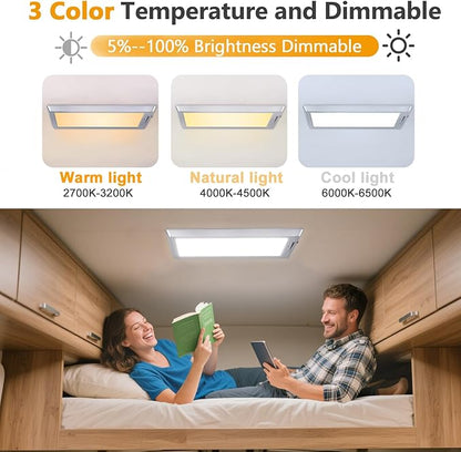 8 Pack RV Lights Interior,3 Color RV LED Super Bright Fixture,12V RV Ceiling Dome Light with ON/Off Dimmable Switch Energy Saving Gift Package for RV/Camper/Car/Trailer/Boat