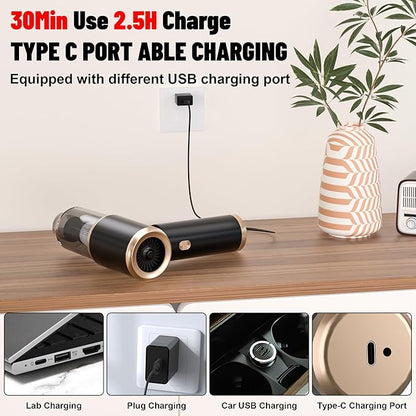 Handheld Car Vacuum Portable Cordless, 12000PA High Power 4 in 1 Vacuum Cleaner & Air Duster & Air Blower with 4000mAh Brushless Motor and Multi-Nozzles for Car, Home, Office, Camping, Pet