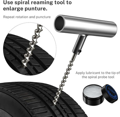 Flat Tire Repair Kit with Plugs 31 Pcs for Car, Motorcycle, ATV, Jeep, Truck, Tractor Flat Tire Puncture Repair