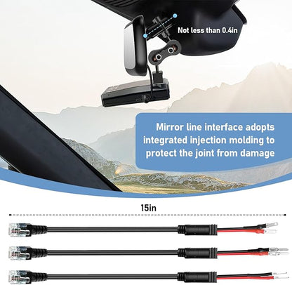 Radar Detector Mount,Rearview Mirror Rod Radar Mounting Bracket+Rearview Mirror Hard Wire Power Cord kit16,with Inline Fuse (for Radar Base with EZ Magnet Connection)