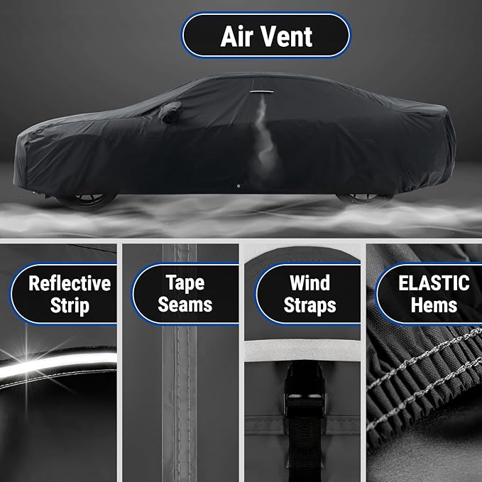 iCarCover Custom Car Cover for Buick Lacrosse (2005-2019) Waterproof All-Weather Rain Snow UV Sun Protector Full Exterior Indoor Outdoor Car Cover (Stripe - Black/Gray)