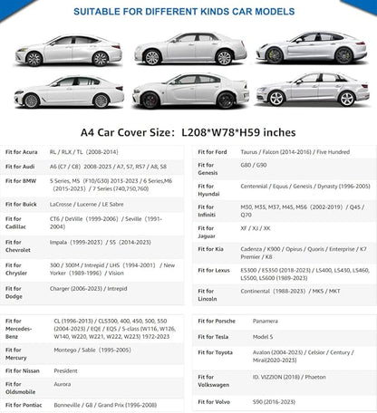 KouKou 6 Layers Car Cover Waterproof All Weather for Automobiles, Fit Sedan Toyota Camry, Honda Accord, Avalon, Civic, Nissan Altima, Maxima, Audi a4, a5, Tesla Model 3 etc.(193 X72 X59)