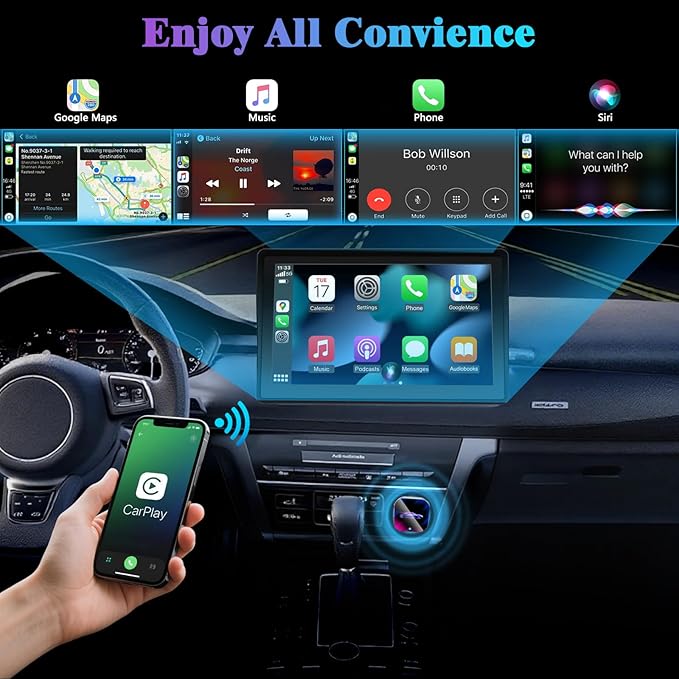 Wireless CarPlay Adapter for iPhone, 2025 Upgrade Convert Wired to Wireless Car Play Dongle, Mini Size USB Design for Apple CarPlay Adapter, USB-A/Type-C, No Delay, Plug and Play & Stable Control