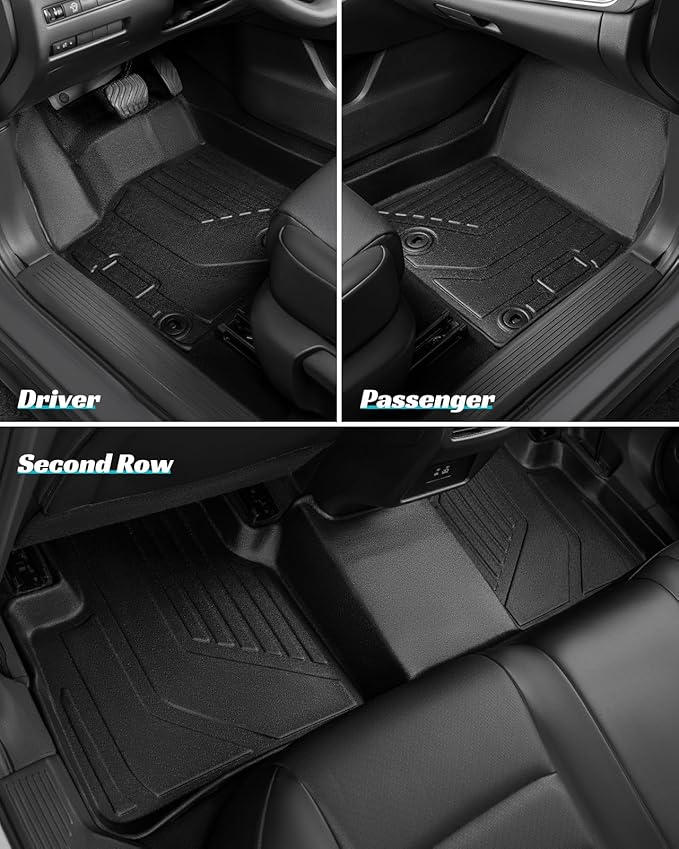 Floor Mats Full Set for Nissan Rogue 2021-2025 Accessories, All Weather Floor Mats Cargo Liner for Back of SUV, Rubber Mats for Car Floor, Custom Fit laser Tech Mat Heavy Duty Trunk Liner Black