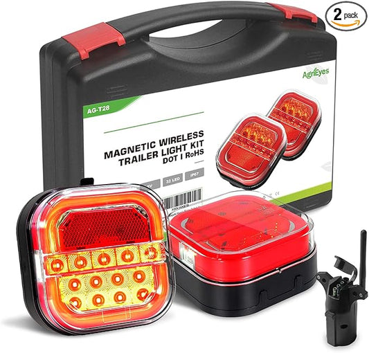 Agrieyes Halo Wireless Trailer Lights, 2 Mounting Options Magnetic Trailer Light for Towing, Portable LED Tow Lights Kit for Trucks, Boat, RV