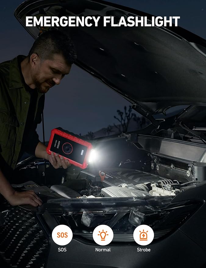 AstroAI S8 Air Jump Starter with Air Compressor, 1500A Peak Car Battery Jump Starter Portable (6.0 Gas/3.0L Diesel) with 150PSI Cordless Auto-Shutoff Tire Inflator, 12V Battery Charger Booster(Red)
