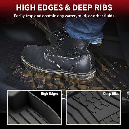 LASFIT Floor Mats Fit for Lincoln Nautilus 2019-2023/ for Lincoln MKX 2018 2017 2016 All Weather Floor Mats Custom Fit Floor Liner TPE Car Mats,1st and 2nd Row,Black