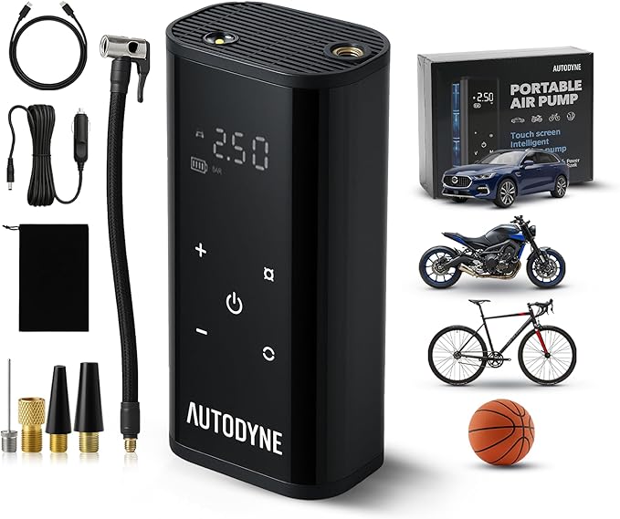 Portable Air Pump - Portable Inflator 150 PSI, Car Accessories, Tire Pressure Gauge, Tire Inflator, Air Compressor for Car, Emergency Supplies for Vehicle, Portable Air Compressor