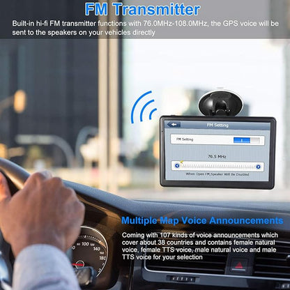 GPS Navigation for Car, Latest 2025 Map,7 inch Touch Screen Real Voice Spoken Turn-by-Turn Direction Reminding Navigation System for Cars, Vehicle GPS Satellite Navigator with(Free Lifetime Updates)