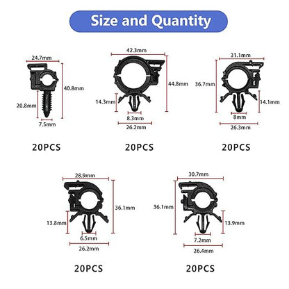 150pcs Wire Loom Clips Car Automotive Harness Routing Clips Assortment Kits - 10 Different Sizes Automotive Wire Routing Clips Replacement Auto Parts for Honda GM Mazda Jeep Wrangler Ford