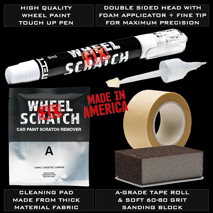 Silver Rim Touch Up Paint Kit, Car Wheel Scratch Repair Kit, Wheel Touch Up Paint Pen, curb rim repair kit, curb rash repair Kit, Universal Rim Alloy Wheel Paint Color Black, Silver, Gray (Light Silver)
