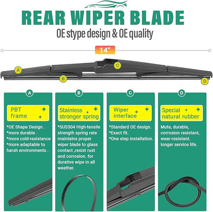 24" 18" 14" Windshield Wiper Blades for Mazda CX5 CX9 CX-5 CX-9 2017 2018 2019 2020 2021 2022 2023 -OEM Replacement Premium All season Wiper Blades (Set of 3)