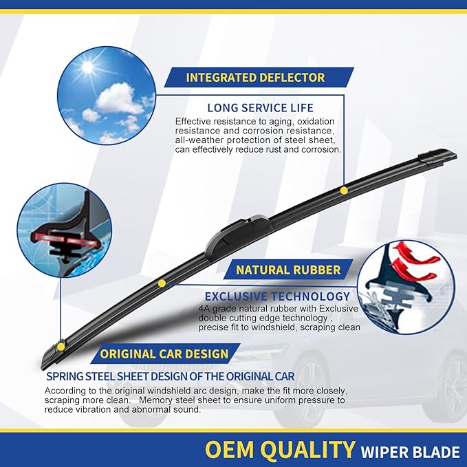 3 wipers Replacement for 2010-2021 2022 2023 Toyota 4Runner, Windshield Wiper Blades Original Equipment Replacement - 24"+20"+12" (Set of 3) U&J HOOK