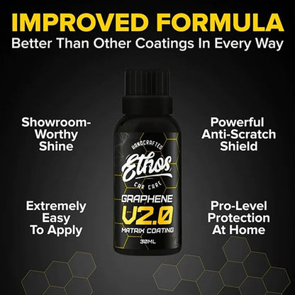 Ethos Handcrafted Car Care Graphene Matrix Coating with Applicator - Graphene Ceramic Coating | 5+ Years of Protection | Incredible Hydrophobic - Revolutionary Graphene Nanotechnology
