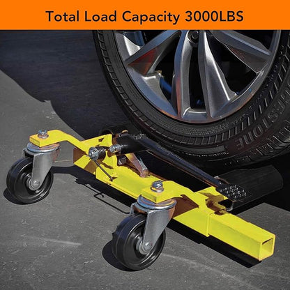 2 Pcs Car Wheel Dolly with Hydraulic Tire Jack, 1500LBS Capacity Trailer Dolly for Vehicle Positioning for Truck RV Trailer, Yellow