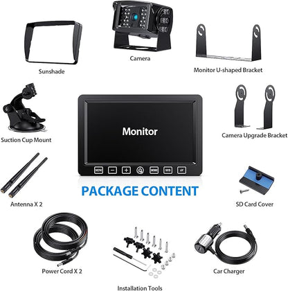 Digital Wireless Backup Camera System Kit,HD 1080P & IP69 Waterproof Wireless Reverse Rear View Camera + 7’’ DVR Split Touch Monitor, Recording for RV/Truck/Trailer/Motorhome-ZEROXCLUB B701
