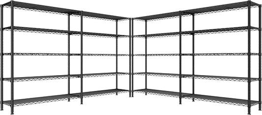 REIBII 70" W Storage Shelves Heavy Duty Load 1600LBS, Metal Shelving 5-Tier Wire Shelving Unit Metal Shelves for Storage Adjustable Shelving Rack for Pantry Kitchen 70" W*15.8" D*72.4" H, 2 Pack