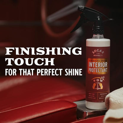 SOCAR Finishing Touch Interior Protectant - 16 fl oz, Professional Grade Dressing for Plastic, Vinyl, Leather. Restores New Car Look, Non-Greasy Residue, Blocks Dust, Harmful UV Rays, Pleasant Smell