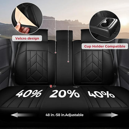 Black Car Seat Covers Full Set - Waterproof Leather Car Seat Protector Universal Fit Escape Fusion Edge Expedition Ranger