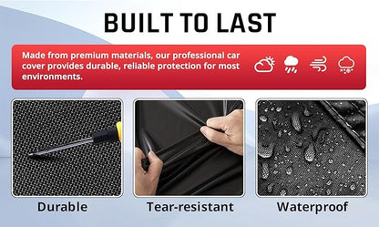 Small Car Cover Waterproof All Weather Protection with Red Stripe Design,Universal Fit Nissan Versa, Hyundai Accent, Mazda MX-3 RX8, Subaru BRZ, Audi TT, Porsche 718 Boxster Cayman