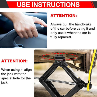 Car Jack Kit - Scissor Car Jack Max 2 Ton(4,409 lbs) Capacity Portable Emergency Tire Change Kit with Ratchet Lug Wrench - Saving Strength Design