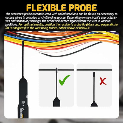 Automotive Electrical Open&Short Finder Circuit Tester Circuit Finder Detector Tone Generator Cable Wire Breaker Tracker Circuit Fault Finder DC 6-42V Car Diagnostic Tool