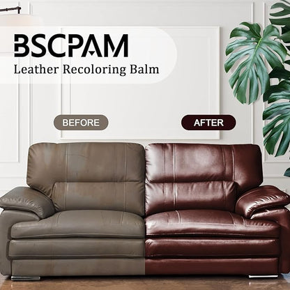12oz Leather Recoloring Balm & 3.4oz Mink Oil Leather Conditioner kit,Medium Brown Leather Color Repair Kits for Couches, Leather Couch Paint Scratch Repair for Furniture Car Sofa Shoes Leather Dye