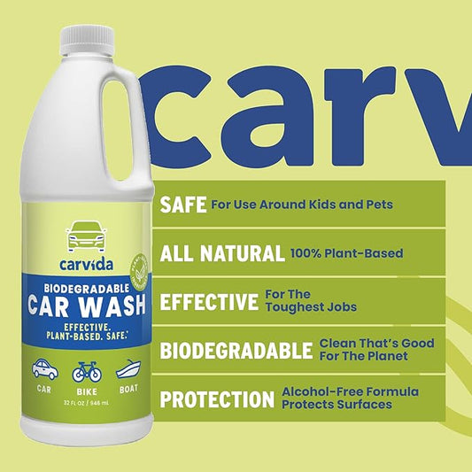 Biodegradable Car Wash, Low-Foam, Environmentally-Friendly Plant-based Concentrate, 32oz