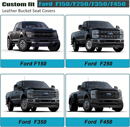 GIANT PANDA 2 Pcs Front 3D Air Mesh Car Seat Cover Custom Fit Ford F150 F250 F350 F450 SuperCrew/Crew Cab Pickup Trucks,Breathable Cooling Seat Protector with Composite Sponge Inside(Gray)