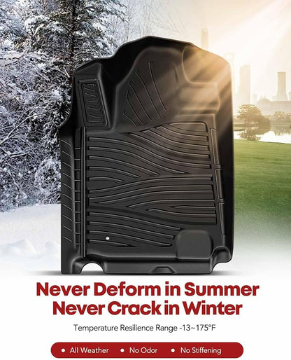 YHTAUTO Floor Mats Fit 2012-2021 Toyota Tundra CrewMax/Double Cab, TPE All Weather Car Mats Waterproof Anti-Slip Odorless Floor Liner, Interior Car Accessories Front Liner