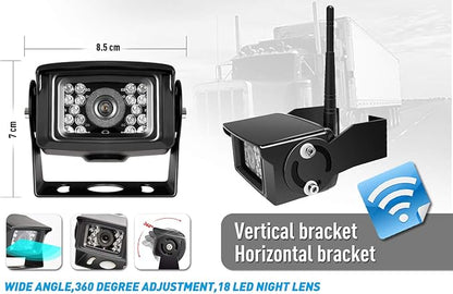 Digital Wireless Backup Camera System Kit, IP69 Waterproof Wireless Rear View Camera + 7’’ LCD Wireless Reverse Monitor for RV/Truck/Trailer/Bus/Camper/5th Wheel (W01-7 inch)