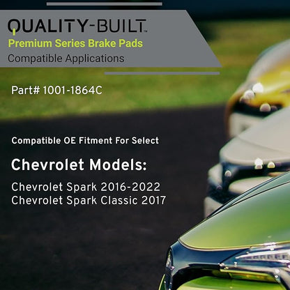 Premium Ceramic Front Brake Pads (1001-1864C) Compatible with Chevrolet Spark 2016-2022, Chevrolet Spark Classic 2017-2017