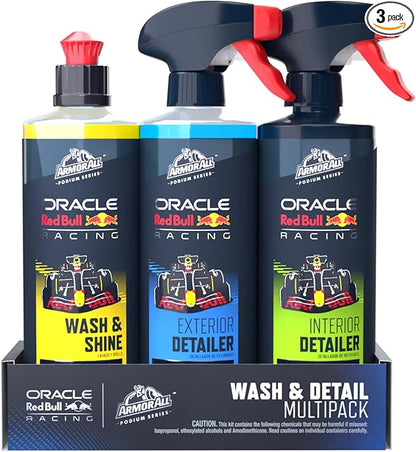 Armor All Podium Series 3-Piece Car Wash & Detail Kit Developed With Oracle Red Bull Racing, Includes Hybrid Ceramic Wash & Shine, Exterior Detailer Spray, and Interior Detailer Spray, 16 fl oz Each