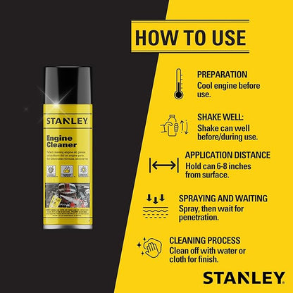 STANLEY AP 92 Engine Cleaner Spray - 12x12 Fl. oz., Automotive Degreaser Spray,Use for Tight Spaces, Non-corrosive - 12 Pack