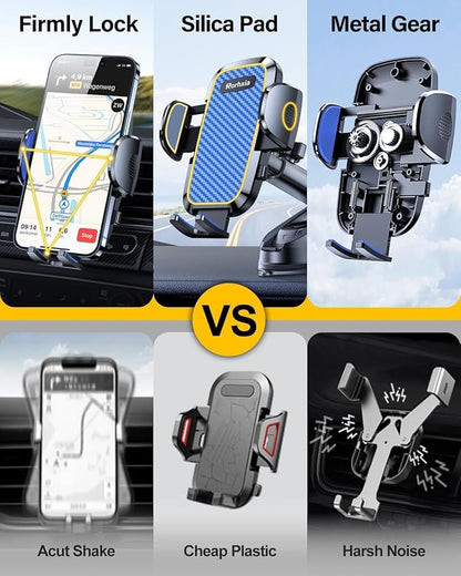 Blue 3-in-1 Phone Mount for Car [2025 Most Stable and Flexible Suction Cup] Vent Dashboard Windshield Cell Phone Holder Car Fit for iPhone, Samsung, All Phone