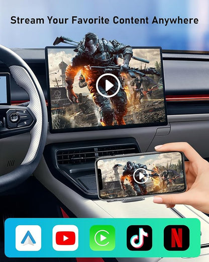 FAHREN 3rd-Gen Wireless CarPlay Adapter for iPhone& Android Auto, Support Netflix/YouTube, Mini Android Auto Wireless Adapter, Plug & Play,Only Fit with The 2018+ Cars with OEM Wired CarPlay
