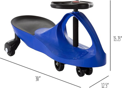 Lil' Rider Wiggle Car Ride on Toy - No Batteries, Gears, or Pedals - Just Twist, Swivel, and Go - Outdoor Ride on for Kids 3 Years and Up (Blue), Large
