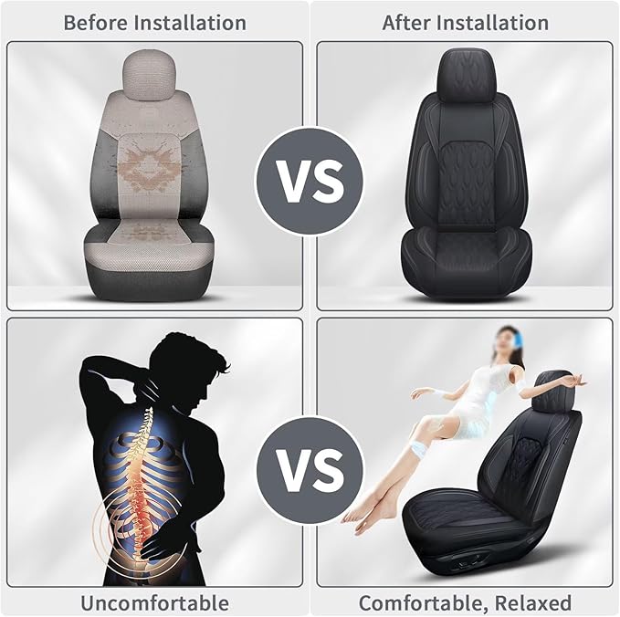 Seat Covers Fit for Toyota Camry 2012-2024 2025 Full Set,Faux Leather Car Seat Cover Waterproof for Camry Vehicle Automotive Cushion Protector Compatible Airbag (5 Seats,Black)