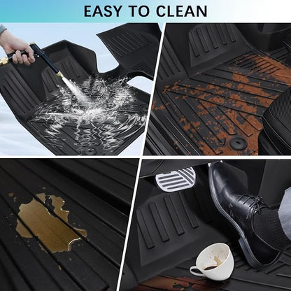 Car Floor Mats Compatible with Kia Ev6 2022 2023 2024 2025 All-Weather Guard Cargo Trunk Liners Rear Backrest Mats TPE for Ev6 Accessories (8pcs)