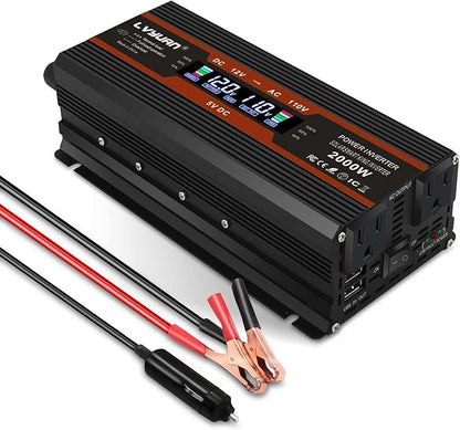 1000W/2000W (Peak) Car Power Inverter 12v to 110v DC to AC Converter with Dual AC Outlets LCD Display,1000 Watt Power Inverters for Vehicles Car RV Truck