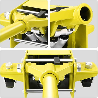 DNA MOTORING Low Profile Hydraulic Trolley Service/Floor Jack, 3 Ton (6000 lbs) Capacity Heavy Duty Hydraulic Car Jack, Lifting Range 3"-20", Yellow, TOOLS-00475-YL